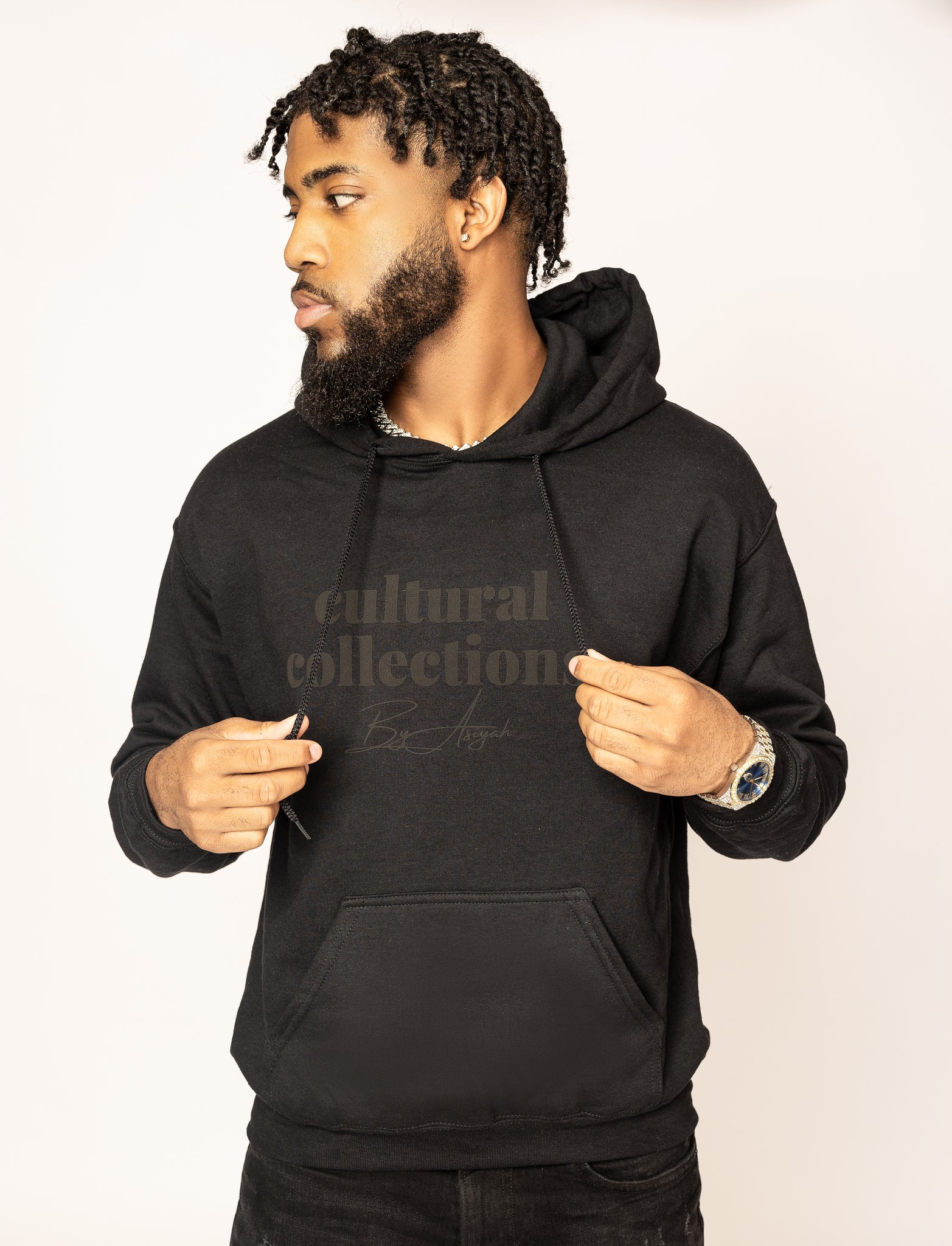 Black on Black Logo Hoodie